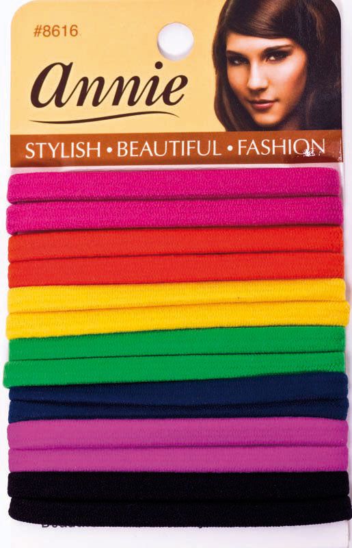 Annie Annie Flat Elastics/Élastiques à cheveux , Multi Color, 14 Pieces