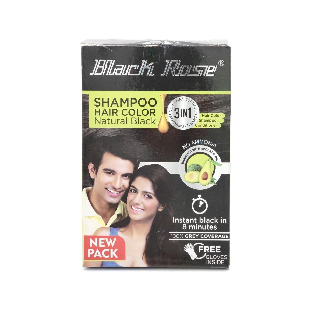 Black Rose Health & Beauty Black Rose Shampoo Hair Color Natural Black 3 in 1