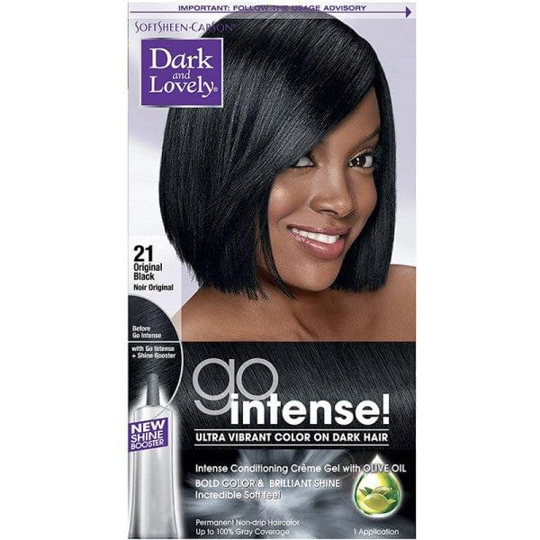 Dark and Lovely Dark and Lovely Color Intense :21 Original Black Dark and Lovely Soft Sheen-Carson Go Intense Ultra Vibrant Color On Dark Hair
