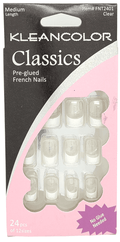 Kleancolor French Nails Classics Medium Clear #FNT2401 Kleancolor Classics Pre-glued French Nails 24 Pcs of 12 Sizes