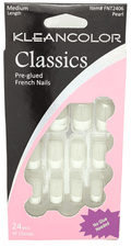 Kleancolor French Nails Classics Medium Pearl #FNT2406 Kleancolor Classics Pre-glued French Nails 24 Pcs of 12 Sizes