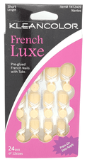 Kleancolor French Nails W Tabs Short Nantes #FNT2409 Kleancolor French Luxe Pre-glued French Nails With Tabs 24 Pcs Of 12 Sizes