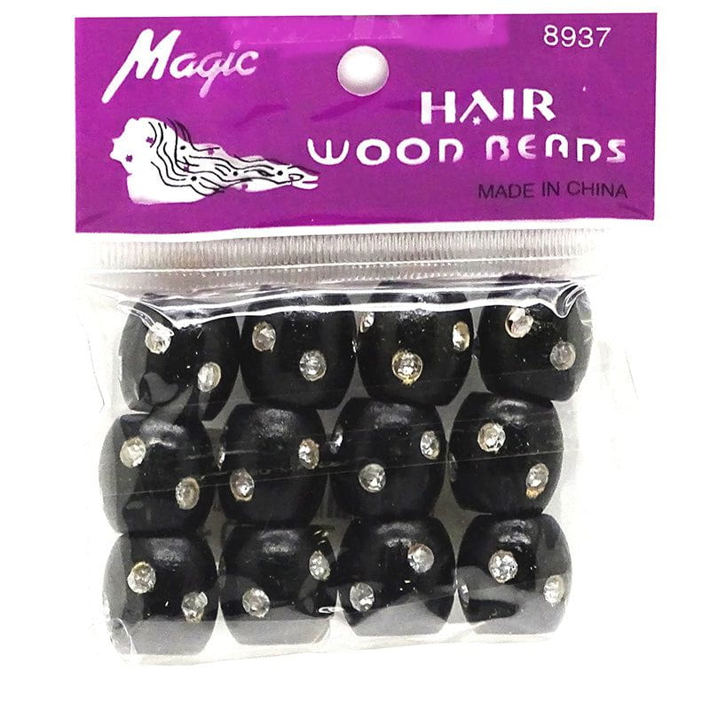 Magic Magic Hair Wood Beads mit Diamond (12 Stck.)