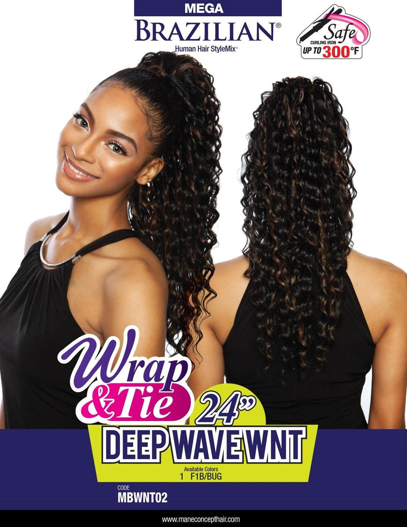 Mane Concept Mega Brazilian Wrap-N Deep Wave Wint 24" - Blended Human Hair