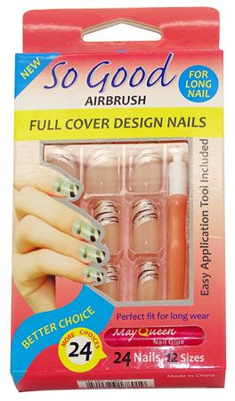 MayQueen Nails 17801 So Good Airbrush Full Cover Design Nails , 24 Nails , 12 Sizes