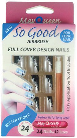 MayQueen Nails 17804 So Good Airbrush Full Cover Design Nails, 24 Nails , 12 Sizes