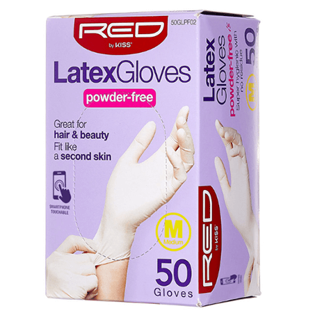 Red by Kiss Medium Red By Kiss Latex Gloves Powder-Free 50 Pcs S/M/L/XL