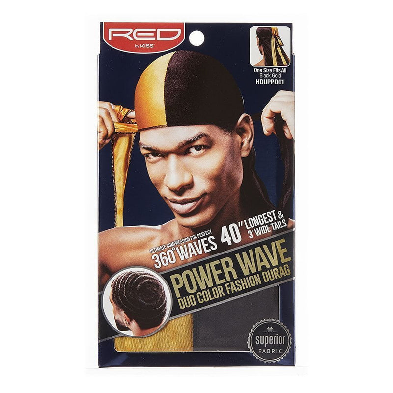 Red by Kiss RED By Kiss: Power Wave DUO Durag - Black/Gold