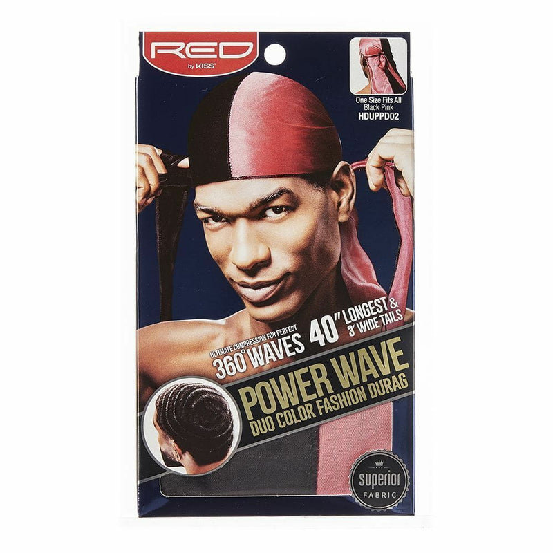 Red by Kiss RED By Kiss: Power Wave DUO Durag - Black/ Pink