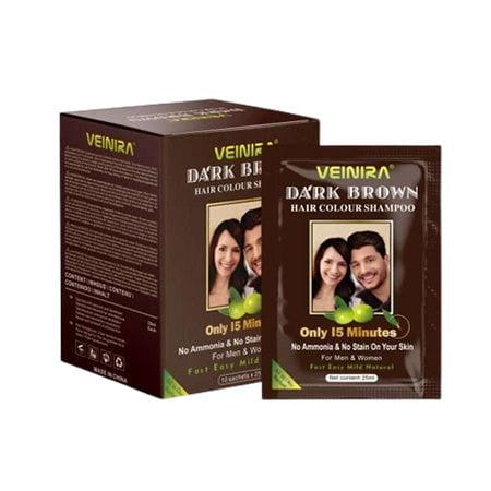 Veinira Dark-Brown Veinira Hair Color Shampoo 10 Packs of 25ml