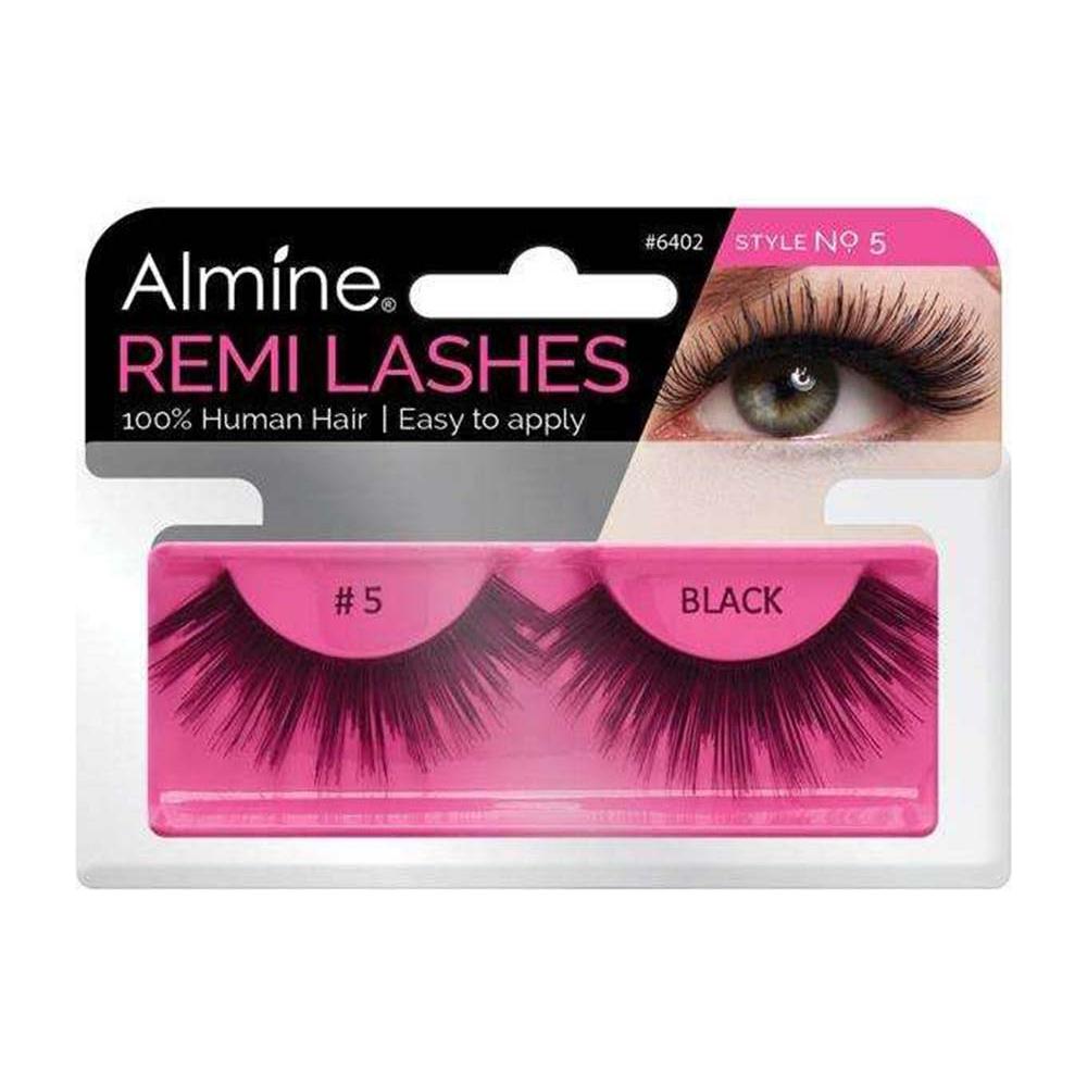 Almine Eyelashes (Style No.5) Black 100% Remi Human Hair