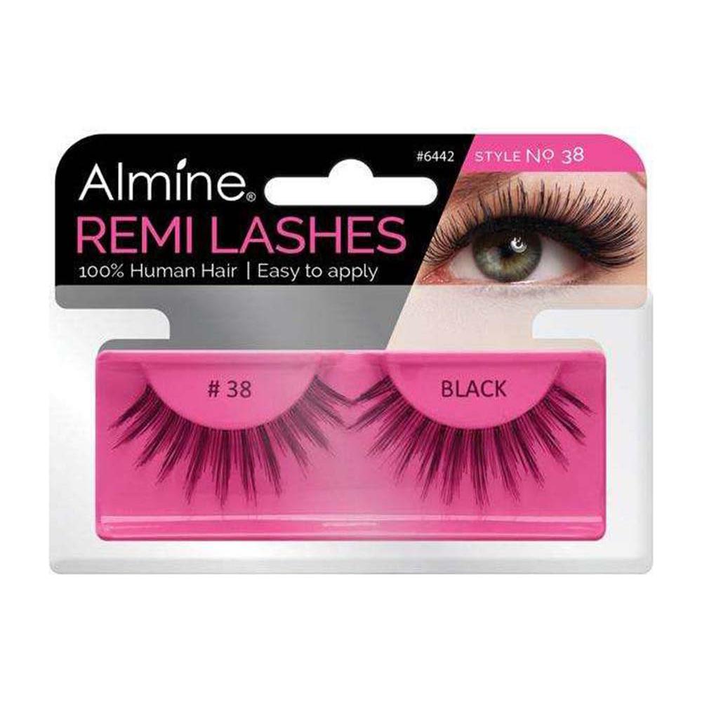 Almine Eyelashes (Style No.38) Black 100% Remi Human Hair