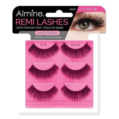 Almine Eyelashes Multipack (Style No. 1) Black 3ct 100% Remi