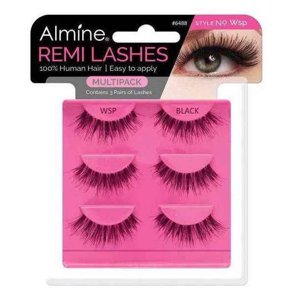 Almine Eyelashes Multipack (Style No. 79) Black 3ct 100% Rem Human Hair