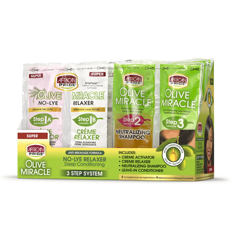 African Pride African Pride 3-Step Olive No-Lye Relaxer Quad Sachets Super System