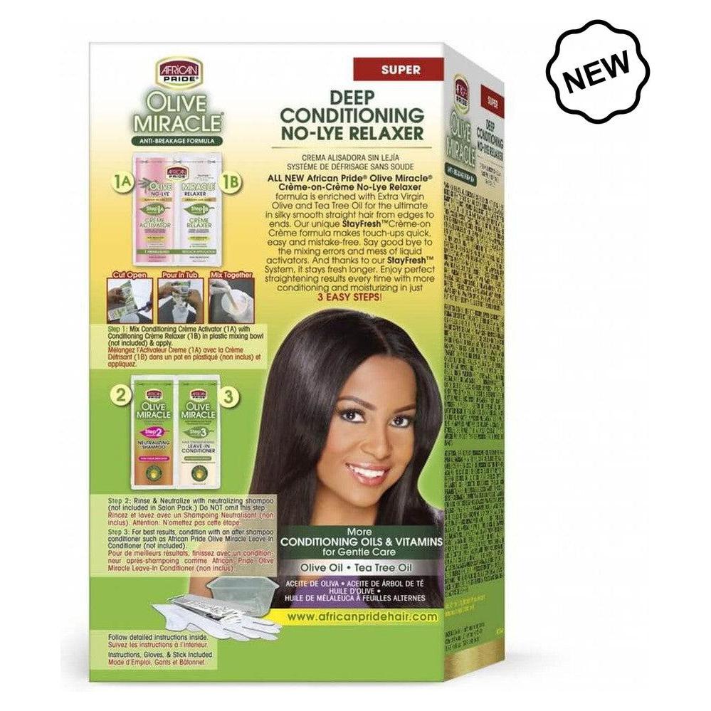 African Pride Health & Beauty African Pride Olive Miracle Deep Conditioning No-Lye Relaxer Super 1 Touch-Up Kit