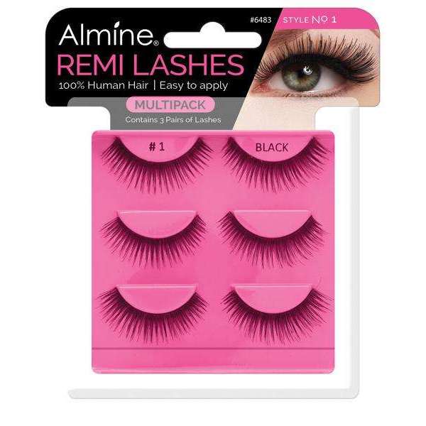 Almine Almine Eyelashes Multipack (Style No. 1) Black 3ct 100% Remi