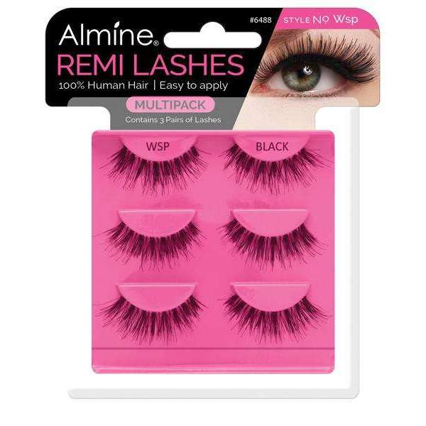 Almine Almine Eyelashes Multipack (Style No. Wsp) Black 3ct 100% Rect 100% Remi Human Hair