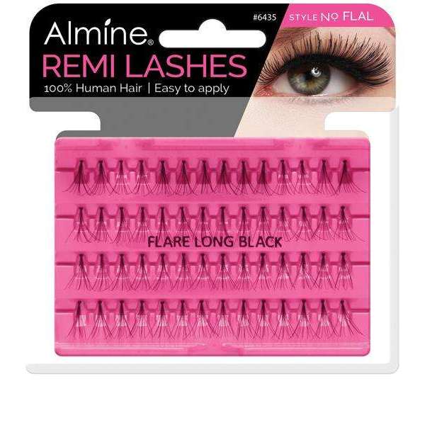 Almine Almine Flare individual Lashes Long Point Black 100% Remi Human hair