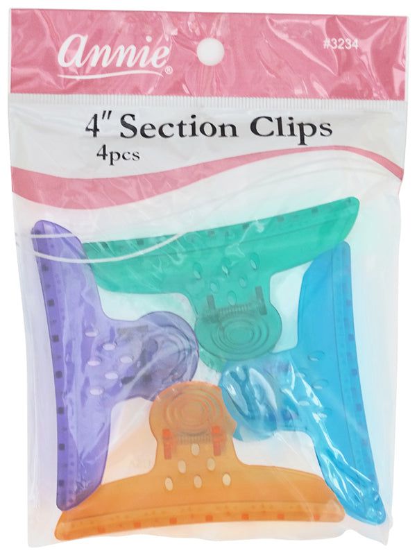 Annie Annie Round Handle Section Clips 3,93In 4pcs Transparent Asstorted Color