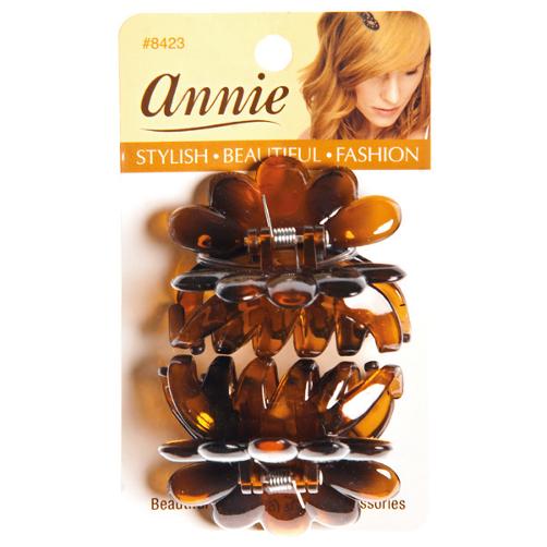 Annie Annie Short Teeth Flower Clips/Haarklammern, 5,5Cm, Tortoise, pack of 2