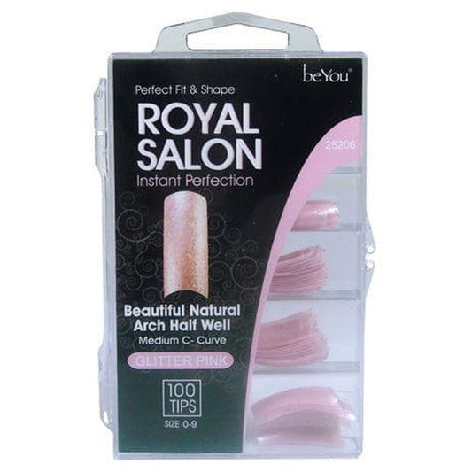 BeYou Nails 25206 Royal Salon Glitter Pink 100 Tips Size 0-9 | gtworld.be 