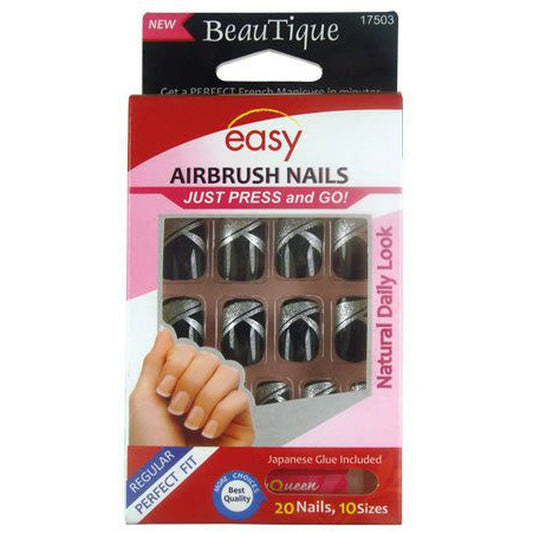 BeauTique Nails 17503 Easy Airbrush Nails Just Press And Go! 20 Nails , 10 Sizes