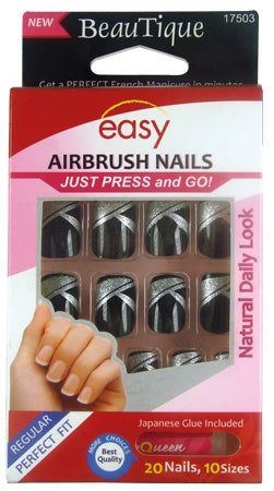 BeauTique Nails 17503 Easy Airbrush Nails Just Press And Go! 20 Nails , 10 Sizes