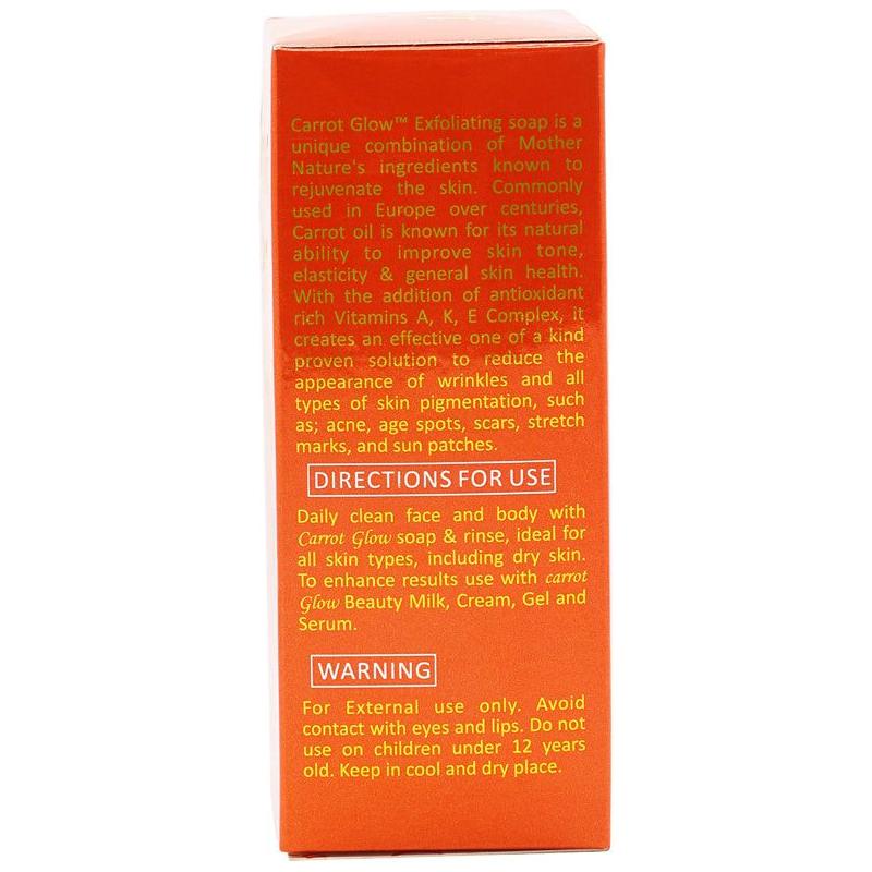 Carrot Glow Health & Beauty Carrot Glow Exfoliating Purifying Soap Skin Lightening with Carrot Oil & Vitamin A,K,E Complex 200g