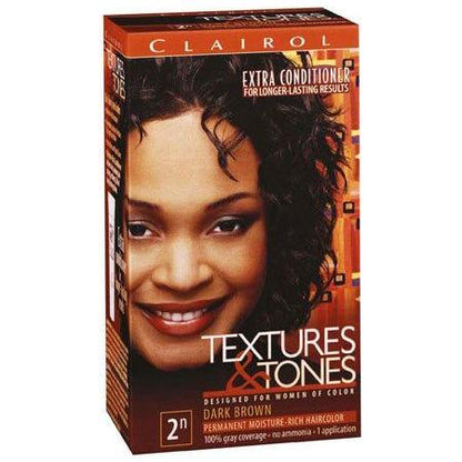 Clairol Health & Beauty Clairol Textures and Tones Hair Color Dark Brown 2n Clairol Textures and Tones Permanent Moisture-Rich Hair Color