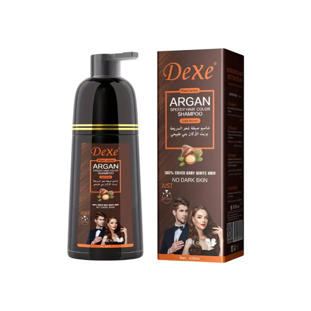 Dexe Health & Beauty Dark Brown Dexe - Shampooing Colorant Express à l'Argan (420 ml)