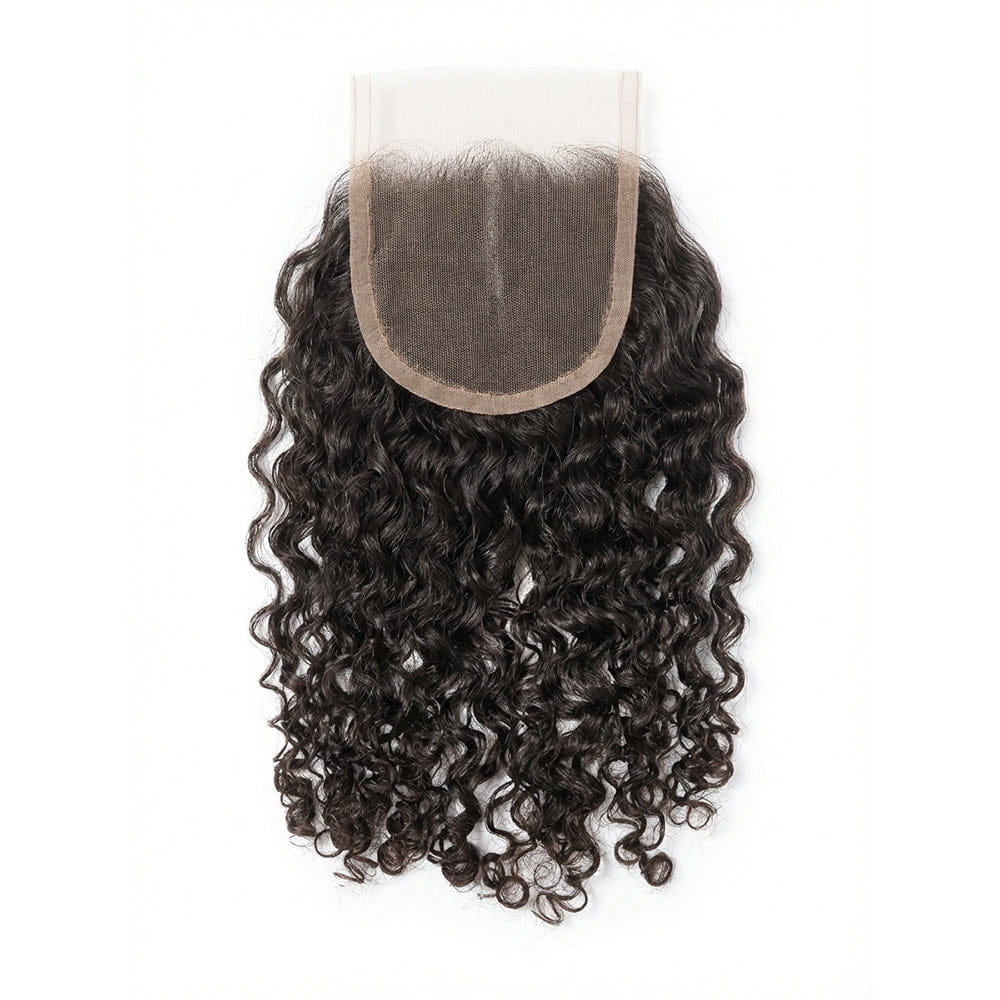 Dream Hair Health & Beauty Dream Hair Natural Closure 4*4 Middle Part Deep Wave Brazilian Virgin 14:Natural Color