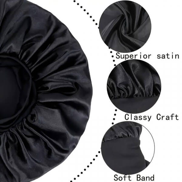 Dreamfix bonnet Dreamfix Black Satin Bonnet For Sleeping & Showering