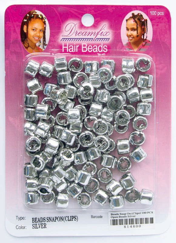 Dreamfix Dreamfix Hair Beads Snap On Clips/Haarperlen, Silver, 100er Pack