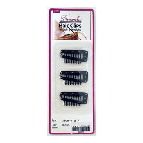 Dreamfix Dreamfix Hair Clips for Extensions/Haarverlängerung Clips, Black, 38mm, 10Teeth