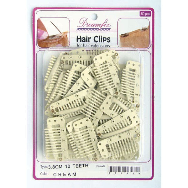 Dreamfix Dreamfix Hair Clips/Haarverlängerung Clips, Cream, 38mm, 10 Teeth, 50 Pieces