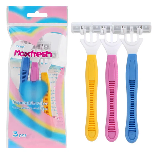 Dreamfix Dreamfix Maxfresh Disposable Razor 3 blades With Lubricating Strip ABS+Rubber Handle 3Pcs