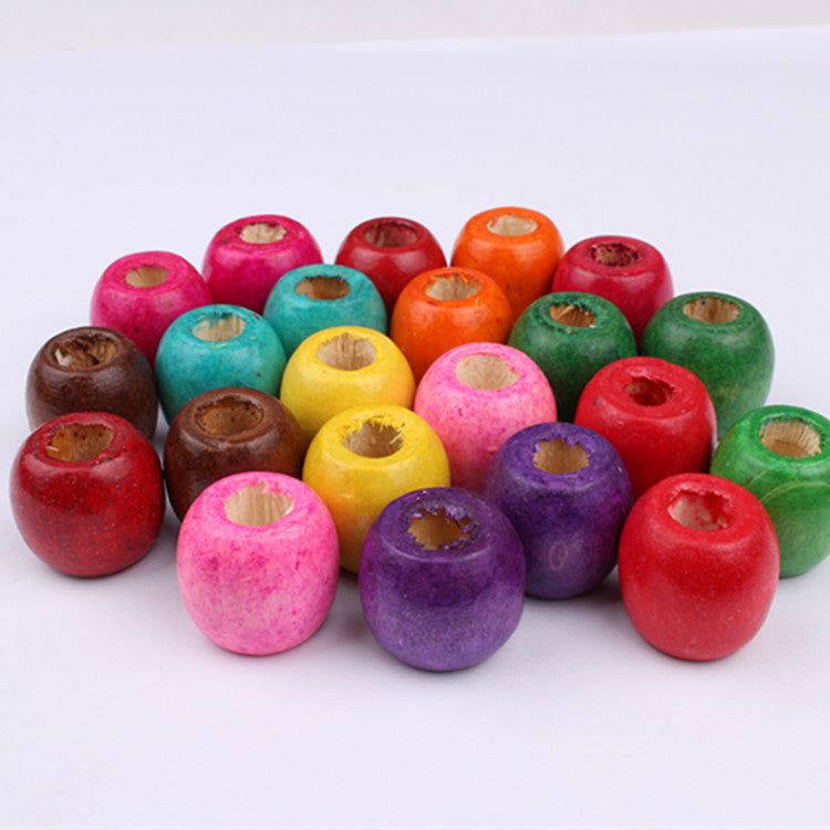 Dreamfix Dreamfix Painted Round Loose 7mm Large Wooden Beads 24pcs