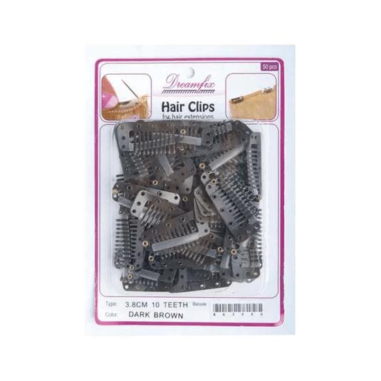 Dreamfix Hair Clips 50 PCS 10 Teeth 3.8cm: Dark Brown Dreamfix Hair Clips for Extensions