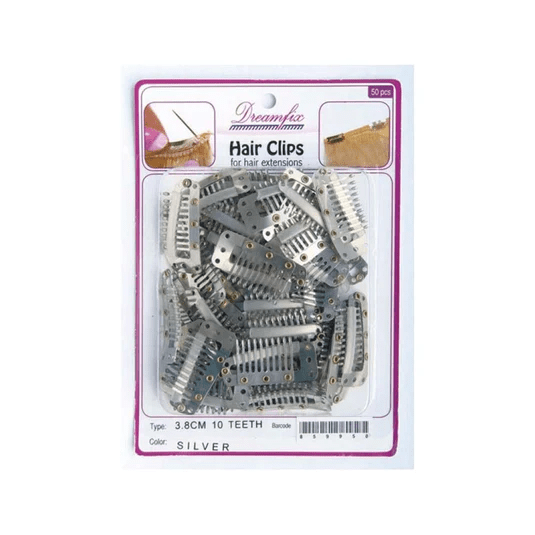 Dreamfix Hair Clips 50 PCS 10 Teeth 3.8cm :Silver Dreamfix Hair Clips for Extensions