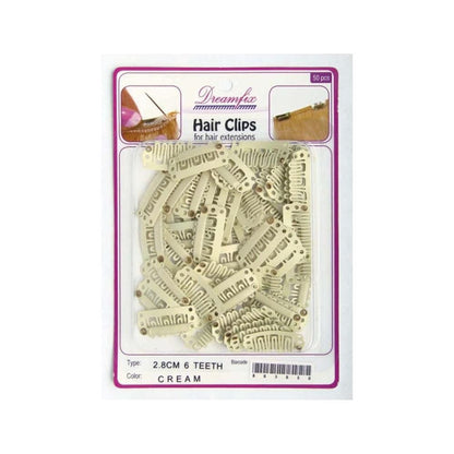 Dreamfix Hair Clips 50 PCS 6 Teeth 2.8cm: Cream Dreamfix Hair Clips for Extensions