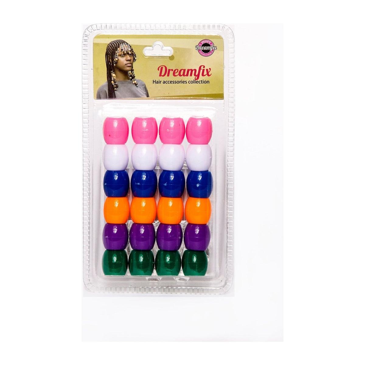 Dreamfix Health & Beauty Assorted 3 Dreamfix Large Hole Plastic Hair Beads Kids 24pcs