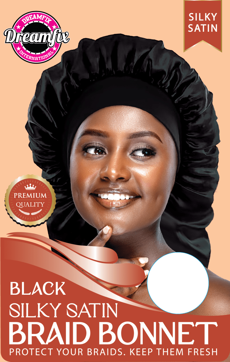 Dreamfix Health & Beauty Black Dreamfix Silky Satin Braid Long Bonnet