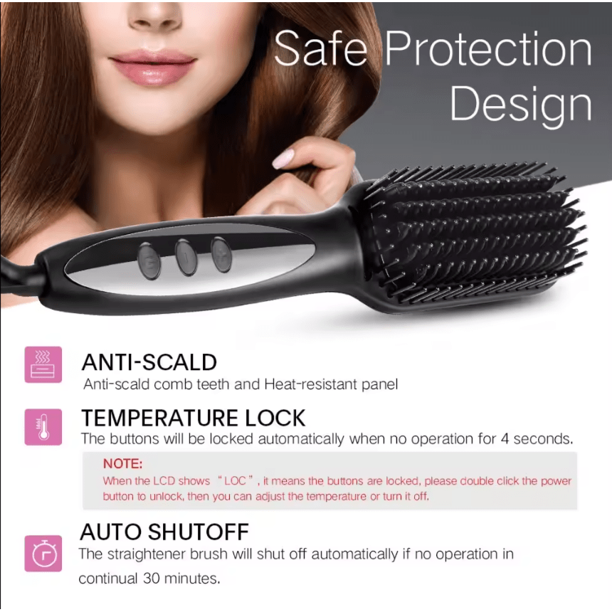 Dreamfix Health & Beauty Dreamfix 2 In 1 Electric Ceramic Straightening Comb Rotating Brush 110-240V 50/60HZ 45-65W