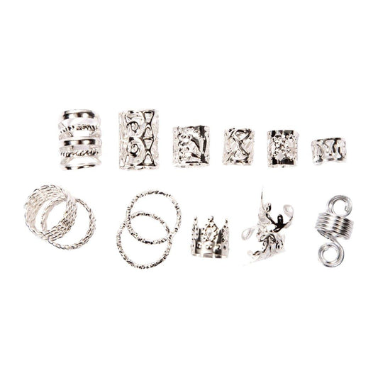 Dreamfix Health & Beauty Dreamfix 290Pcs Hair Rings & Bead Jewelry 11 Style Silver