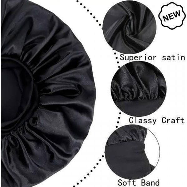 Dreamfix Health & Beauty Dreamfix Black Satin Bonnet For Sleeping & Showering