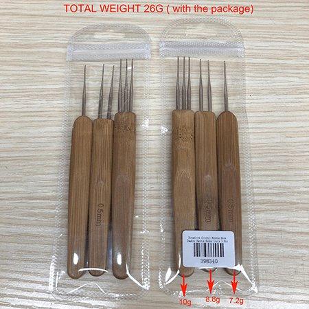 Dreamfix Health & Beauty Dreamfix Dreadlock Crochet Needle Hook Bamboo Handle Hooks Tools Making 3 Pcs 0.5 mm