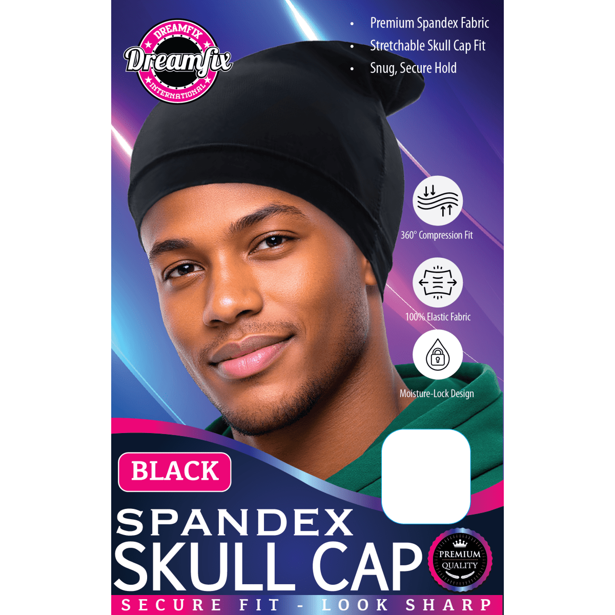 Dreamfix Health & Beauty Dreamfix Spandex Skull Cap Black