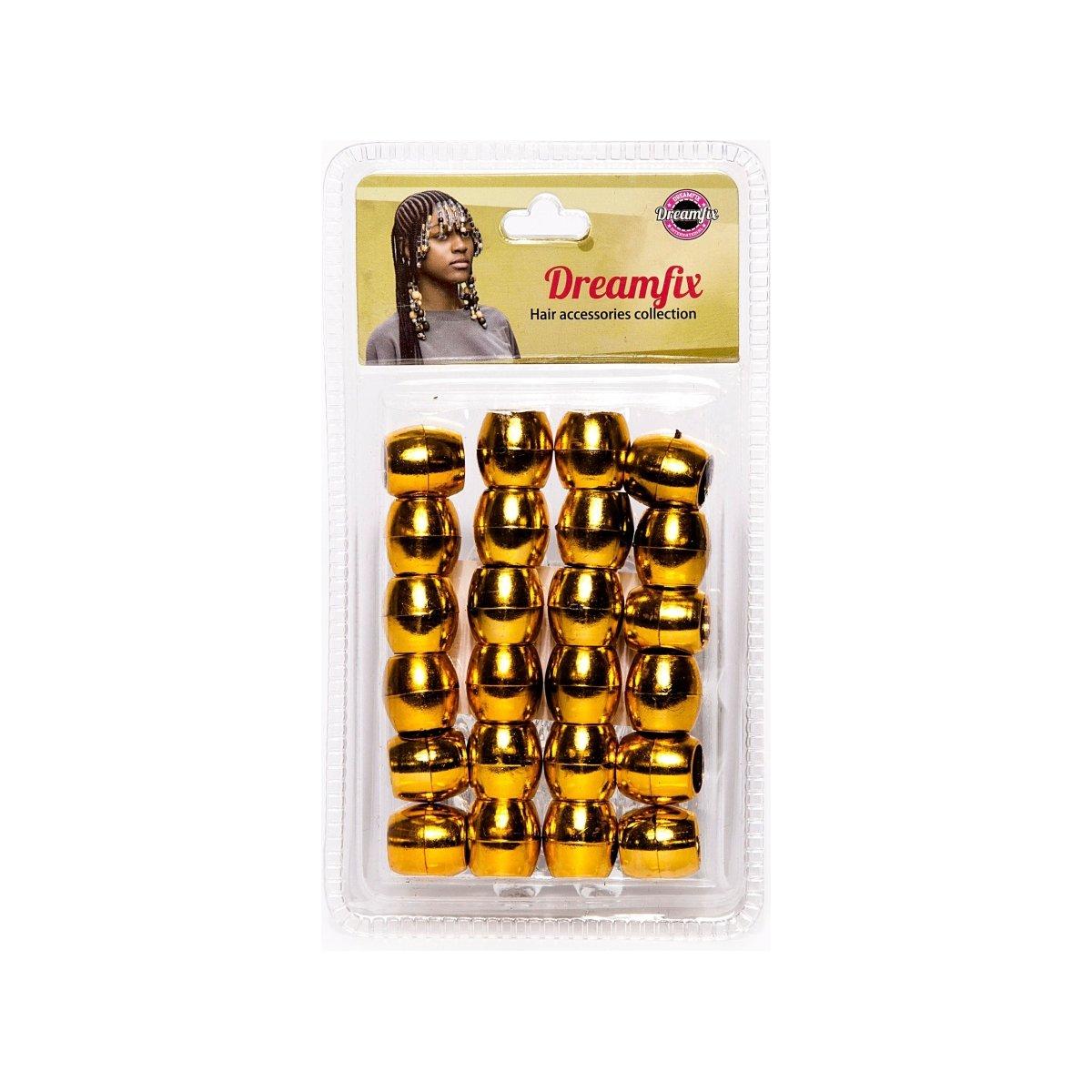 Dreamfix Health & Beauty Gold Dreamfix Large Hole Plastic Hair Beads Kids 24pcs