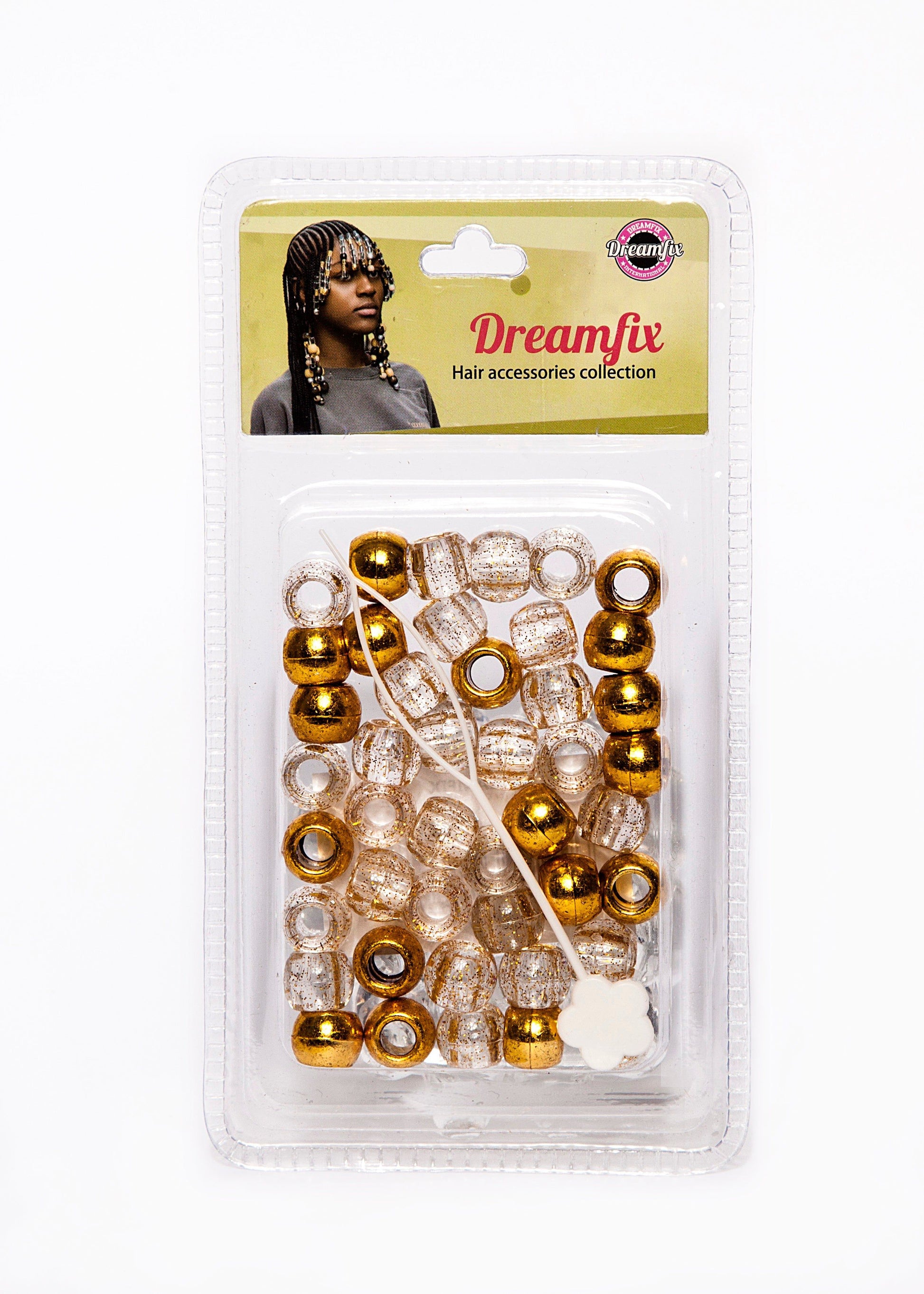 Dreamfix Health & Beauty Gold Dreamfix Plastic Hair Beads Double Color For Kids and Transparent